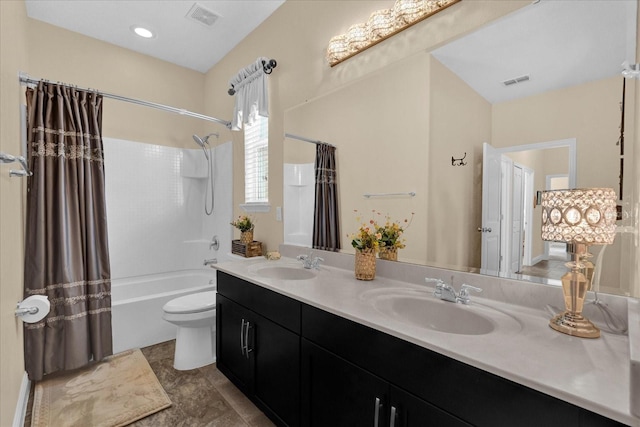 bathroom featuring a sink, visible vents, and shower / bathtub combination with curtain