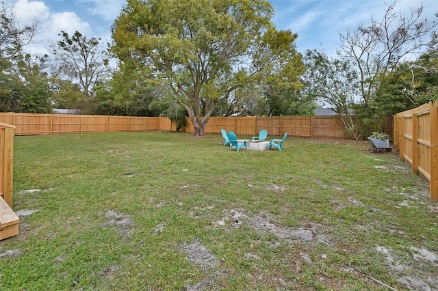 view of yard with a fenced backyard