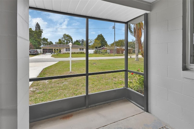 view of unfurnished sunroom