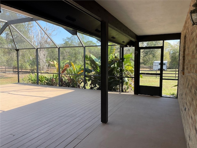 view of unfurnished sunroom