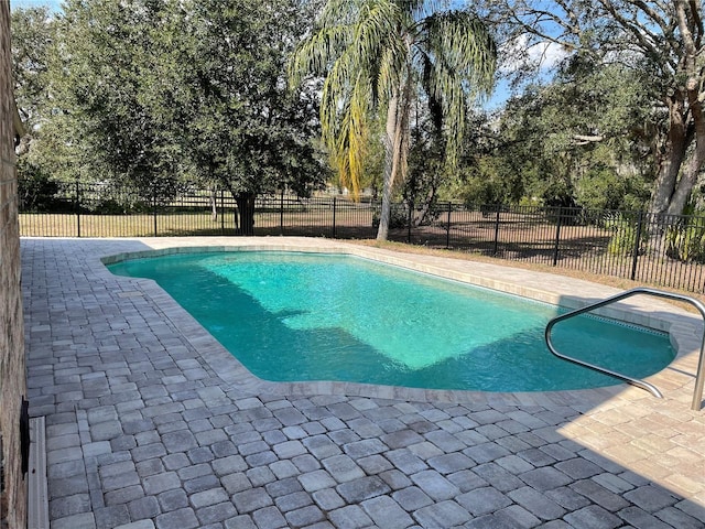 view of pool with a patio area, a fenced backyard, and a fenced in pool