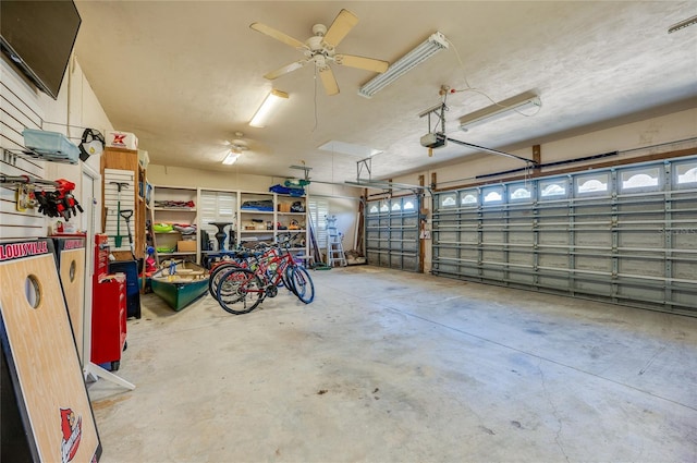 garage with a garage door opener