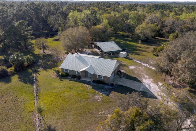 aerial view with a forest view