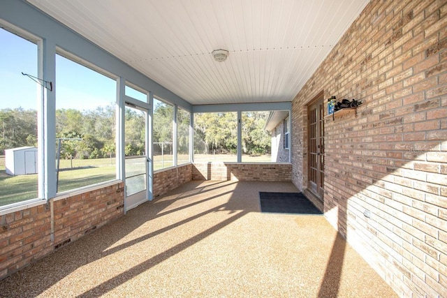 view of unfurnished sunroom