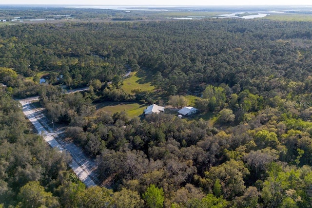 bird's eye view featuring a view of trees