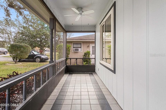 balcony with ceiling fan