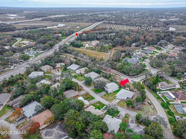 aerial view with a residential view