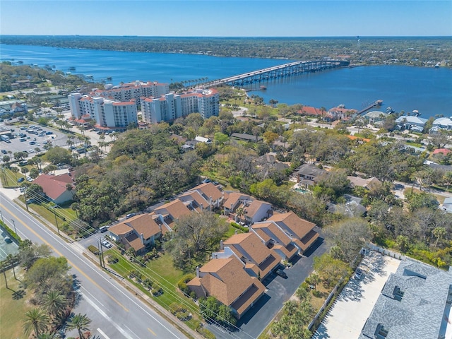 bird's eye view featuring a water view