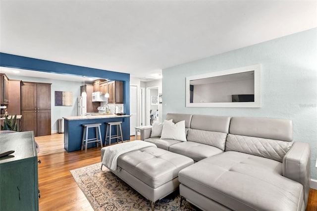 living area featuring light wood-style floors