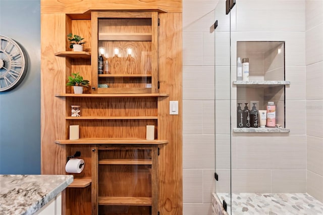 interior details with a stall shower