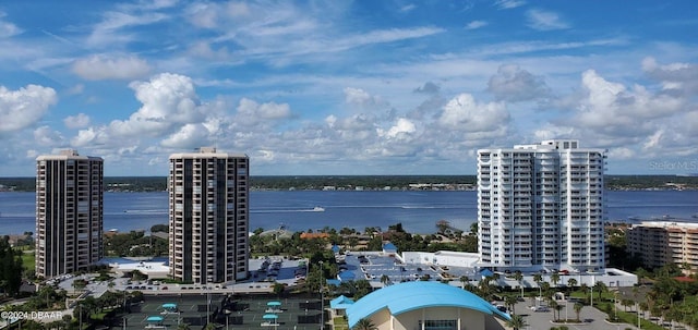 property view of water featuring a view of city