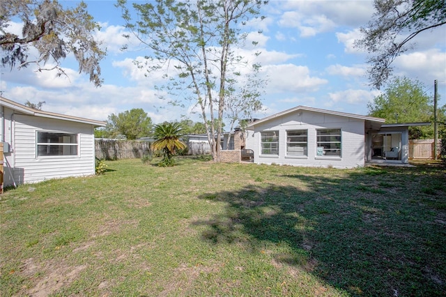 view of yard with a fenced backyard