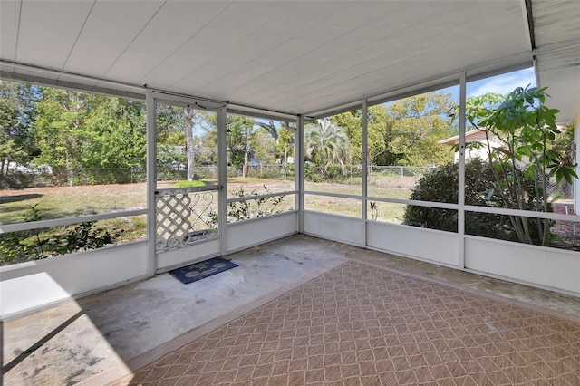 view of unfurnished sunroom