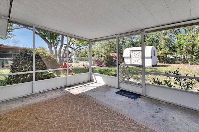 view of unfurnished sunroom