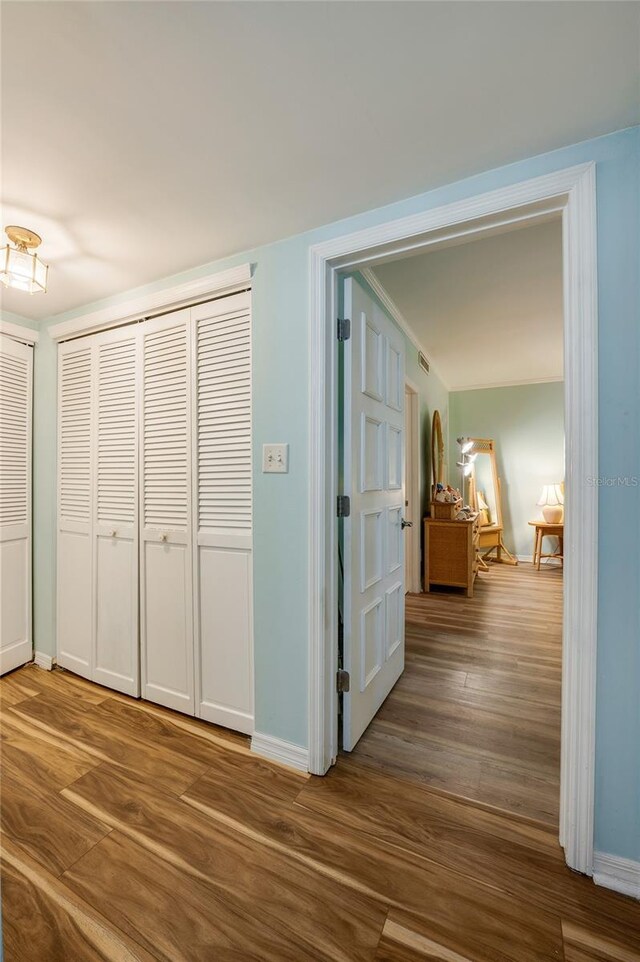 732 Marina Point Dr Unit 7320, Daytona Beach, FL 32114 - corridor with baseboards and wood finished floors