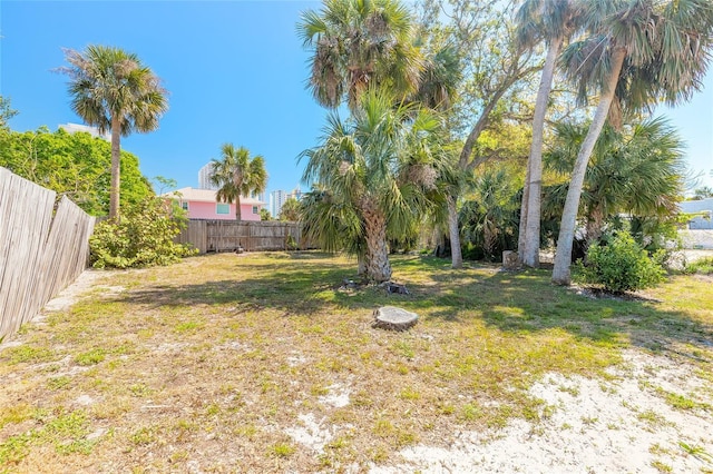 view of yard featuring a fenced backyard