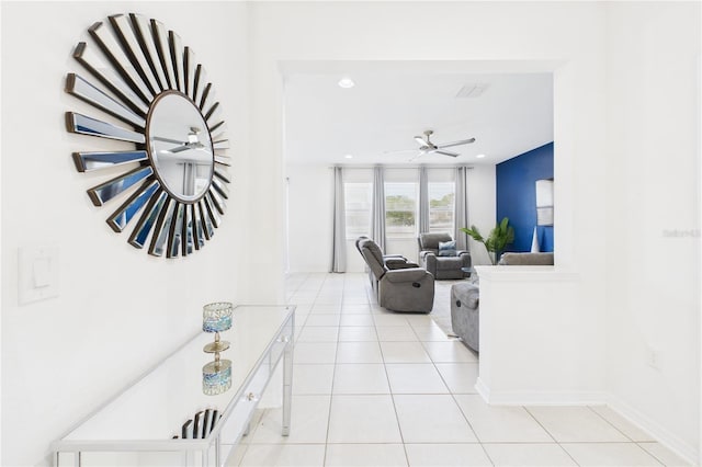 2090 Prairie Sage Ln, Longwood, FL 32750 - hall featuring light tile patterned flooring, baseboards, visible vents, and recessed lighting