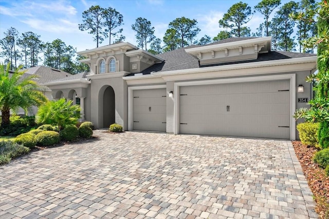 354 Stirling Bridge Dr, Ormond Beach, FL 32174 - view of front of house with an attached garage, decorative driveway, and stucco siding