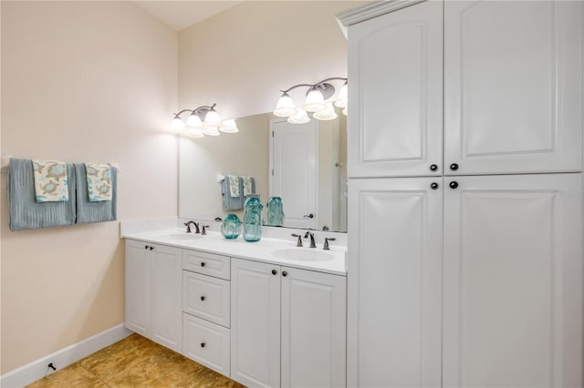 3145 Connemara Dr, Ormond Beach, FL 32174 - bathroom featuring double vanity and tile patterned floors