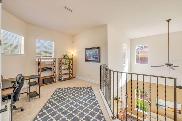 3145 Connemara Dr, Ormond Beach, FL 32174 - office space featuring ceiling fan and light carpet