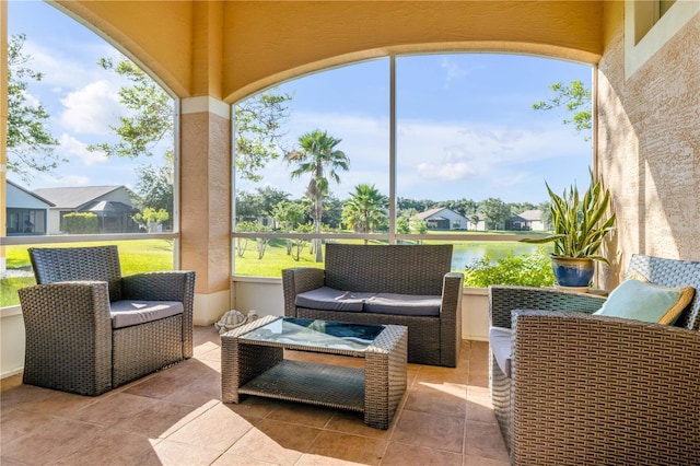 3145 Connemara Dr, Ormond Beach, FL 32174 - view of patio / terrace with an outdoor hangout area and a water view
