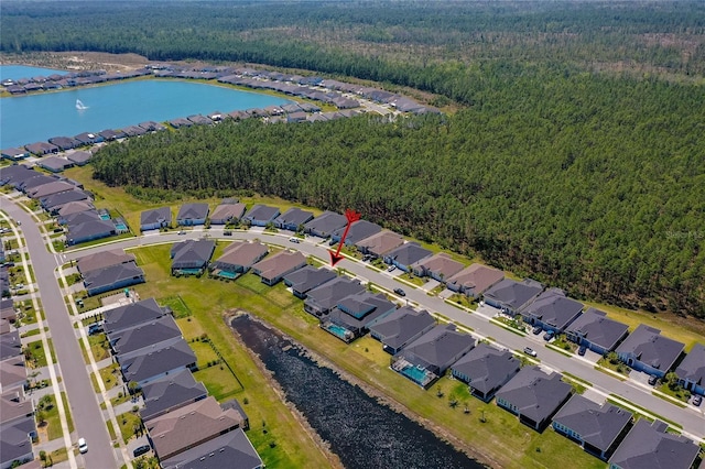 418 Aquamarine Way, Daytona Beach, FL 32124 - bird's eye view with a residential view, a water view, and a wooded view