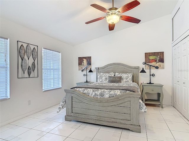 1578 Stone Trl, Deltona, FL 32725 - bedroom featuring a closet, light tile patterned floors, and ceiling fan
