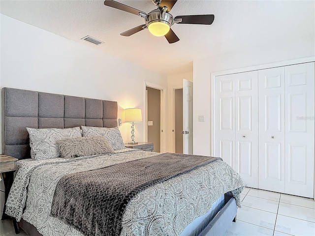 1578 Stone Trl, Deltona, FL 32725 - bedroom with a closet, light tile patterned floors, and ceiling fan