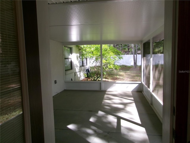 view of unfurnished sunroom