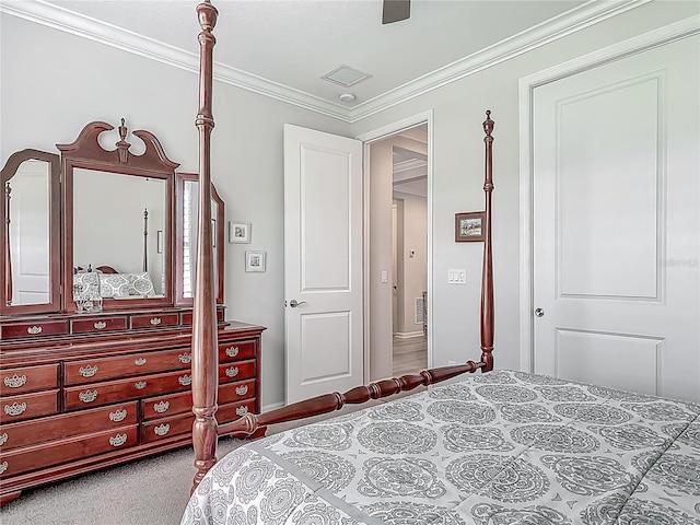 425 Wedgeworth Ln, Deland, FL 32724 - bedroom with visible vents, carpet floors, and ornamental molding