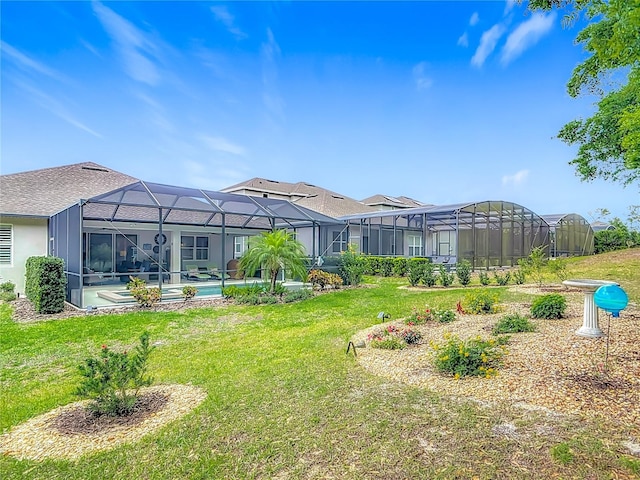 425 Wedgeworth Ln, Deland, FL 32724 - exterior space featuring a lawn, an outdoor pool, and glass enclosure