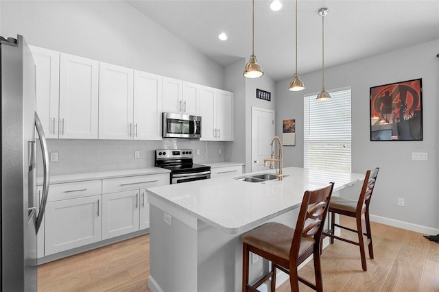 1601 Toledo Ave, Deltona, FL 32725 - kitchen featuring appliances with stainless steel finishes, decorative backsplash, a sink, and white cabinets