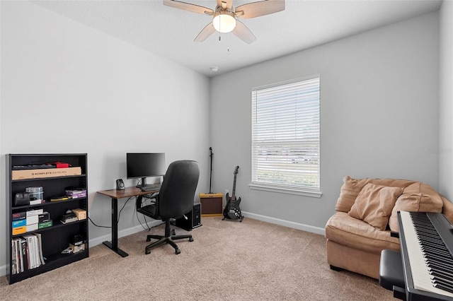 1601 Toledo Ave, Deltona, FL 32725 - carpeted home office with baseboards and ceiling fan