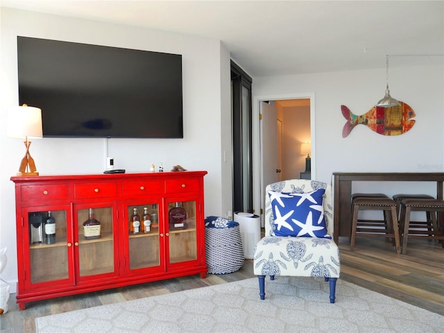 living area featuring wood finished floors