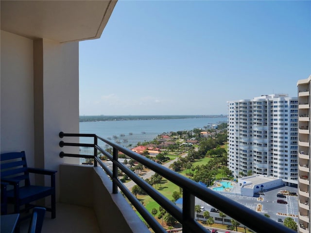 balcony with a water view
