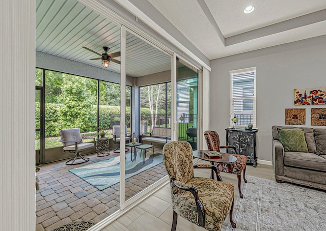 sunroom / solarium with recessed lighting