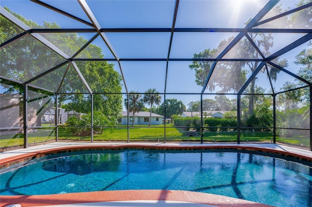 pool featuring glass enclosure