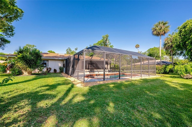 view of yard featuring a patio area and an outdoor pool