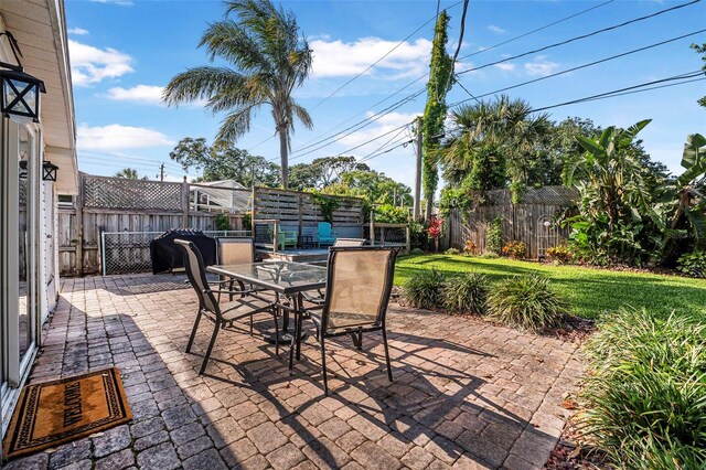 82 Margaret Rd, Ormond Beach, FL 32176 - view of patio with a fenced backyard and outdoor dining area