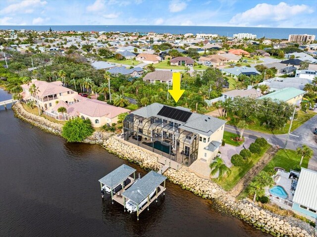 3310 John Anderson Dr, Ormond Beach, FL 32176 - birds eye view of property with a water view and a residential view