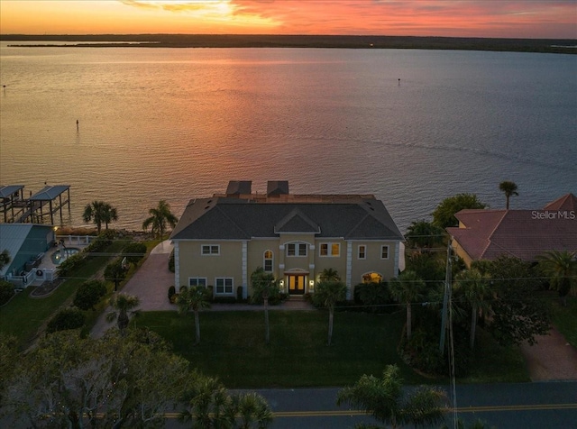 3310 John Anderson Dr, Ormond Beach, FL 32176 - aerial view at dusk featuring a water view