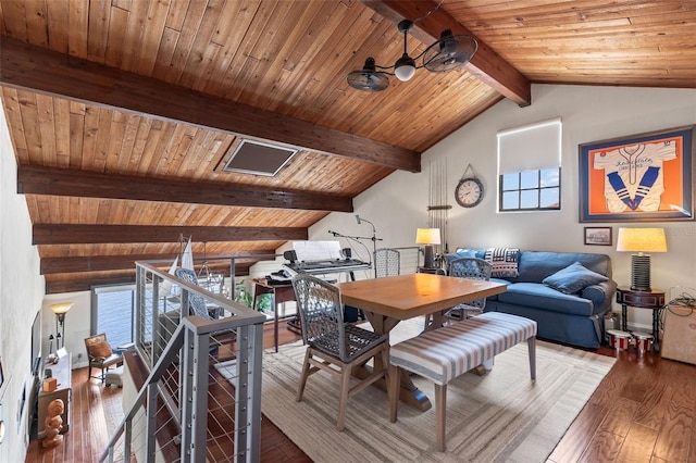 761 Marina Point Dr Unit 7610, Daytona Beach, FL 32114 - dining room with hardwood / wood-style floors, wooden ceiling, and vaulted ceiling with beams