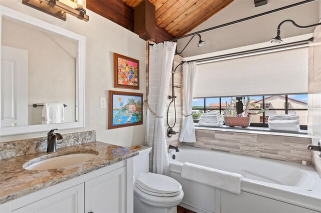 761 Marina Point Dr Unit 7610, Daytona Beach, FL 32114 - full bath with toilet, wooden ceiling, vanity, and lofted ceiling