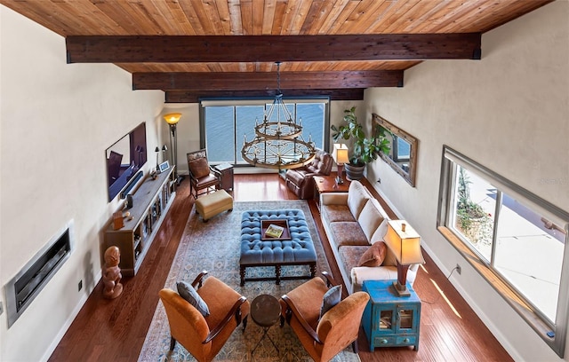761 Marina Point Dr Unit 7610, Daytona Beach, FL 32114 - living room featuring baseboards, wooden ceiling, hardwood / wood-style flooring, and a healthy amount of sunlight
