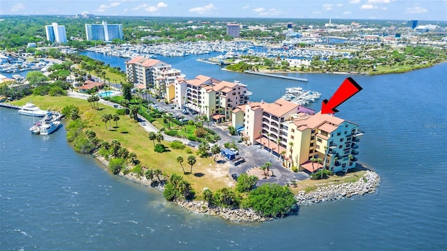 761 Marina Point Dr Unit 7610, Daytona Beach, FL 32114 - drone / aerial view featuring a water view and a view of city