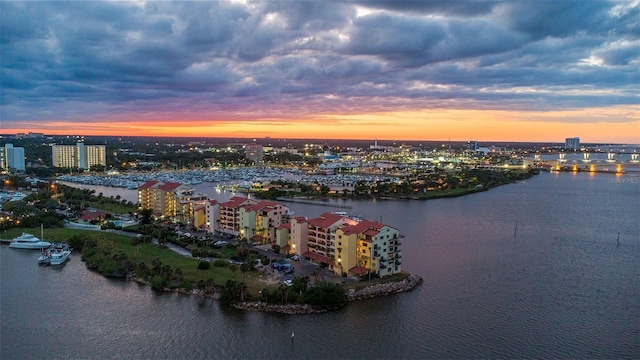 761 Marina Point Dr Unit 7610, Daytona Beach, FL 32114 - aerial view at dusk with a view of city and a water view