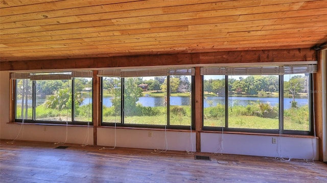 160 Rose Ave, Lake Helen, FL 32744 - unfurnished sunroom featuring visible vents, a wealth of natural light, and a water view