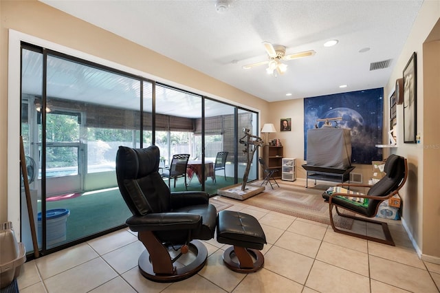 8 Faith Ln, Palm Coast, FL 32137 - interior space featuring recessed lighting, tile patterned floors, visible vents, and ceiling fan