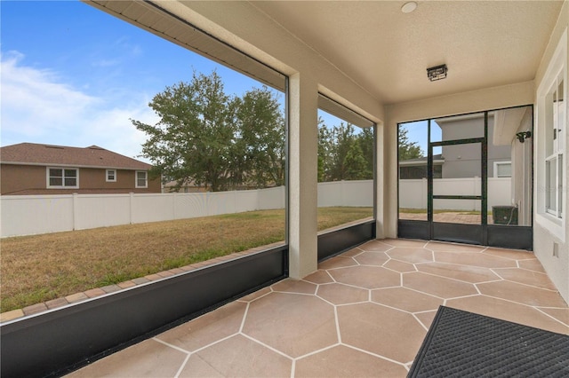 view of unfurnished sunroom