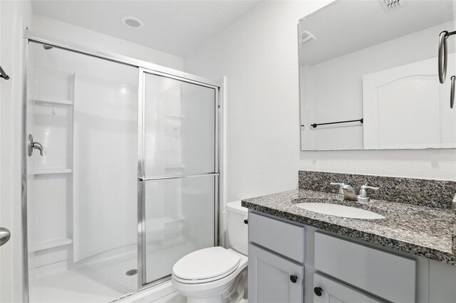 223 Courtland Blvd, Deltona, FL 32738 - full bath with visible vents, toilet, a stall shower, and vanity